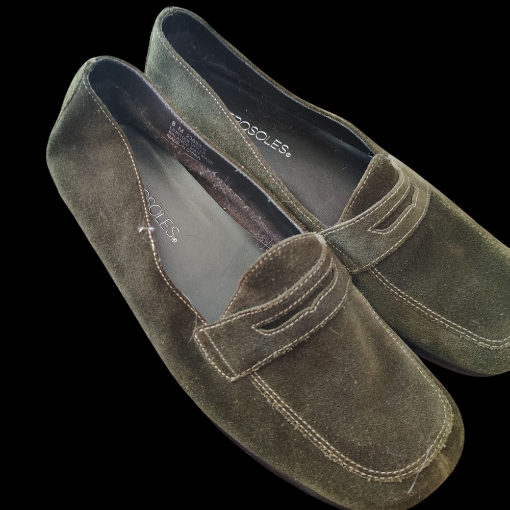 Aerosoles Olive Green Suede Loafers
